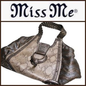 Miss Me Bronze Sequin Snakeskin Print Shoulder Bag